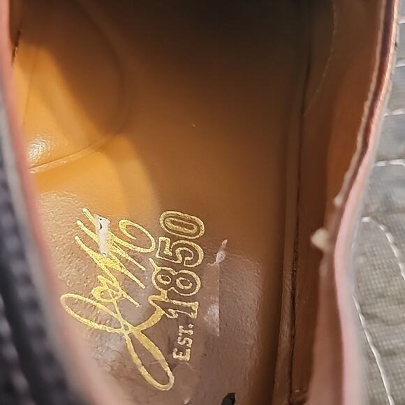 JOHNSTON MURPHY 1801 GENUINE LEATHER DERBY'S DARK BLUE/BROWN MENS9.5 MADE INDIA - Picture 7 of 16